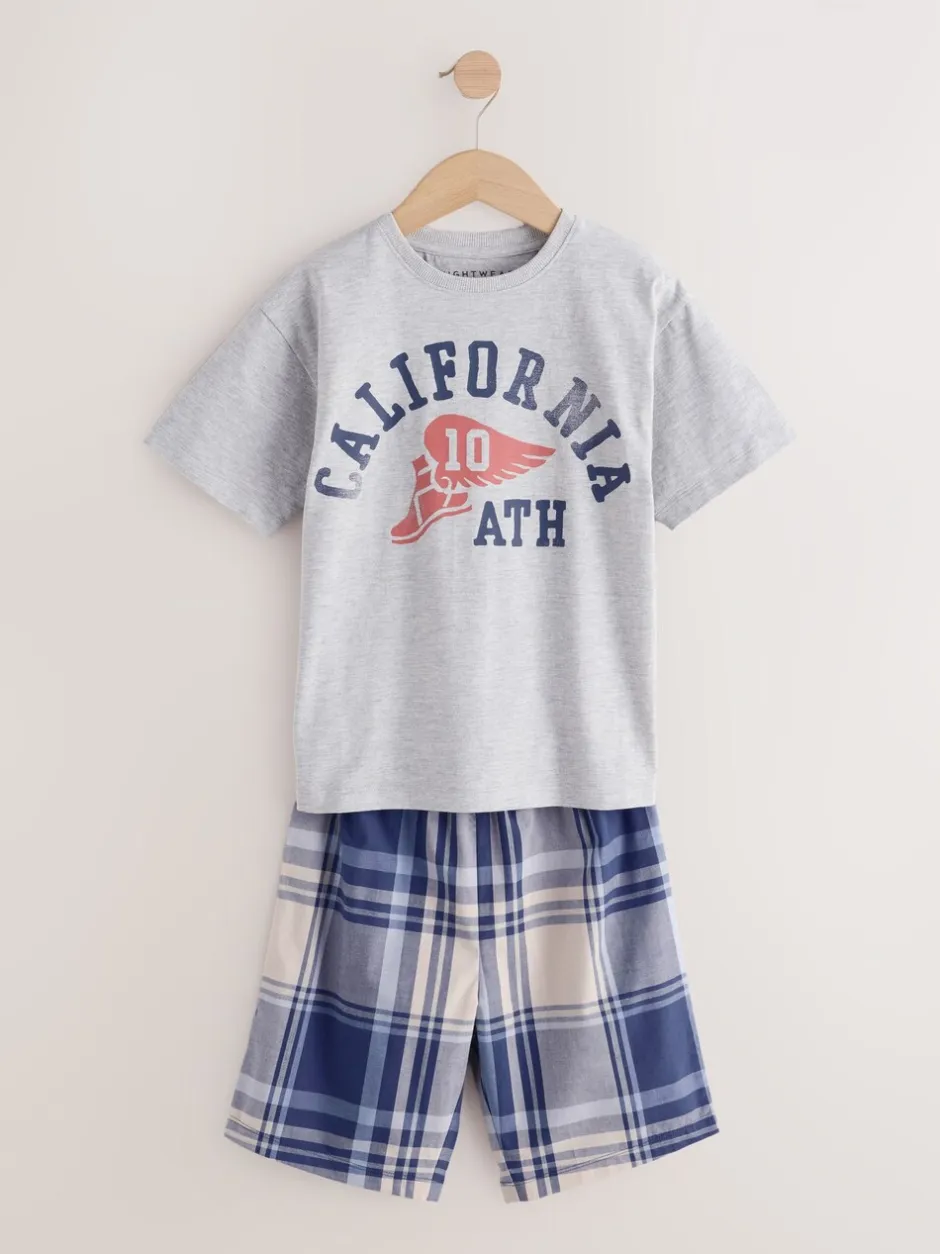 Pyjama's|Nachtkleding En Pyjama's|Next - Verpakking van 2 geweven geruite pyjama's (4 - 16 jr) Marineblauw/grijs varsity