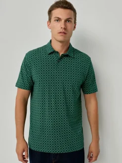 Poloshirts*Next Marineblauw/groen/bordeauxrood/geometrisch - Set van 3 jersey poloshirts met korte mouwen