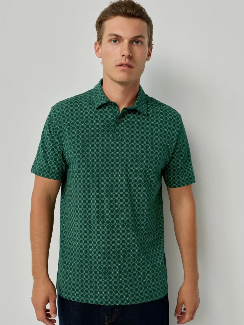 Poloshirts*Next Marineblauw/groen/bordeauxrood/geometrisch - Set van 3 jersey poloshirts met korte mouwen