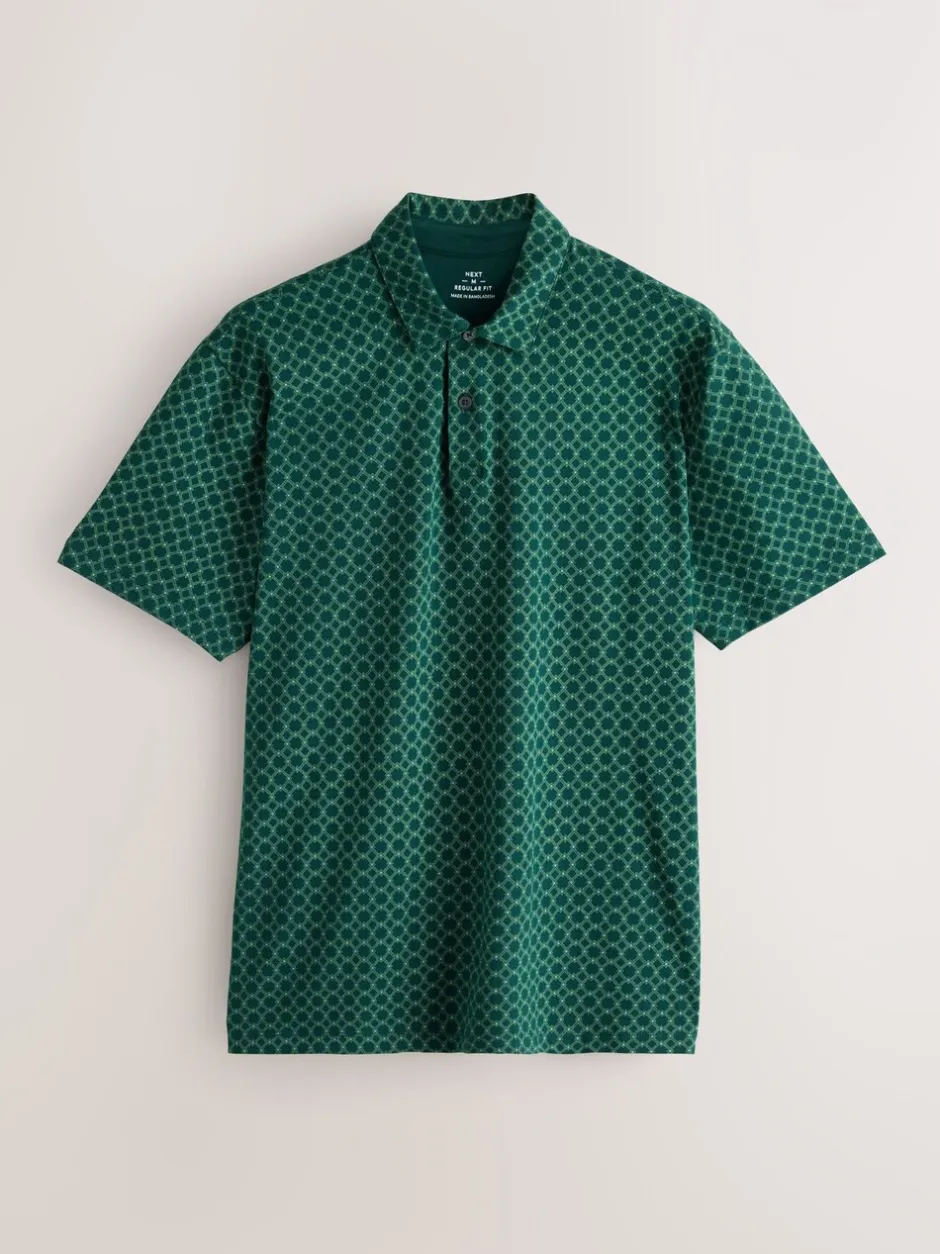 Poloshirts*Next Marineblauw/groen/bordeauxrood/geometrisch - Set van 3 jersey poloshirts met korte mouwen