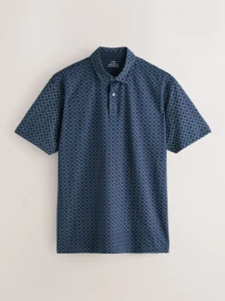 Poloshirts*Next Marineblauw/groen/bordeauxrood/geometrisch - Set van 3 jersey poloshirts met korte mouwen