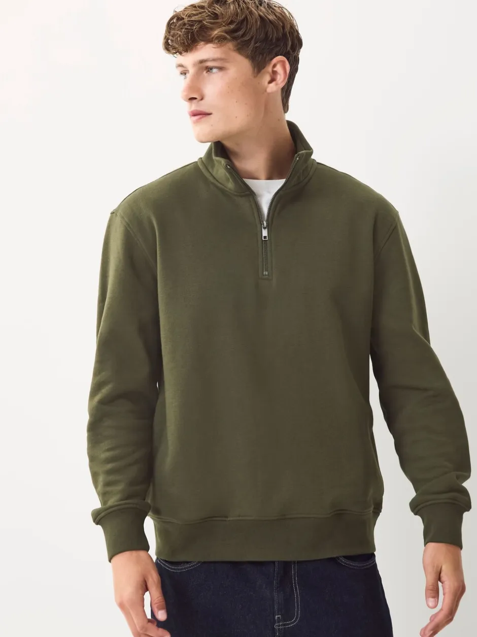Sweaters En Hoody´S|Sweaters En Hoody´S|Next Marineblauw/kakigroen - 2 Pack Zware Jersey Sweatshirts met Hoog Katoengehalte en Kwartrits bij de Hals