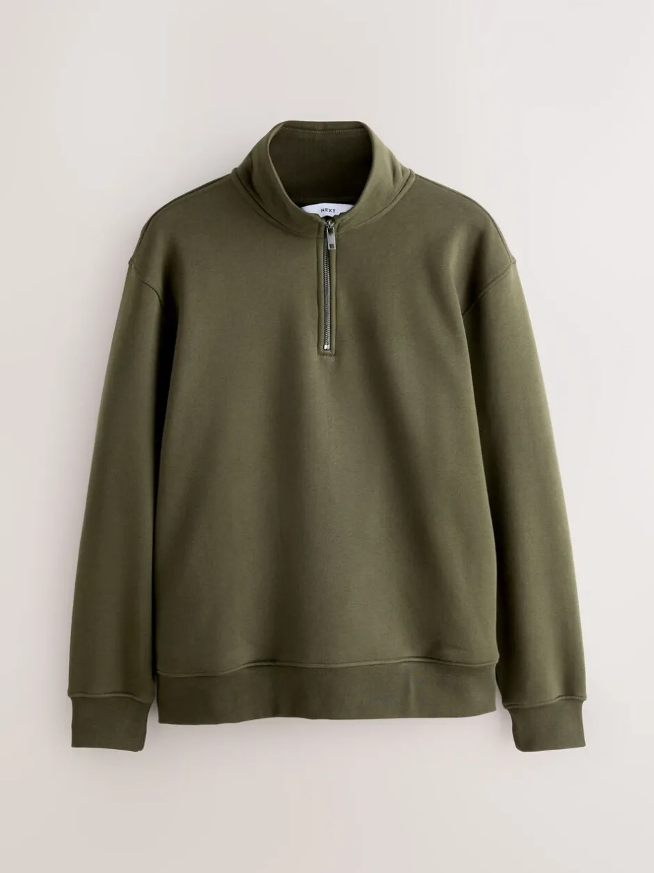 Sweaters En Hoody´S|Sweaters En Hoody´S|Next Marineblauw/kakigroen - 2 Pack Zware Jersey Sweatshirts met Hoog Katoengehalte en Kwartrits bij de Hals