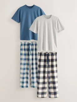Pyjama's*Next Marineblauw/kiezelkleur - Motionflex behaaglijke pyjamaset verpakking van 2