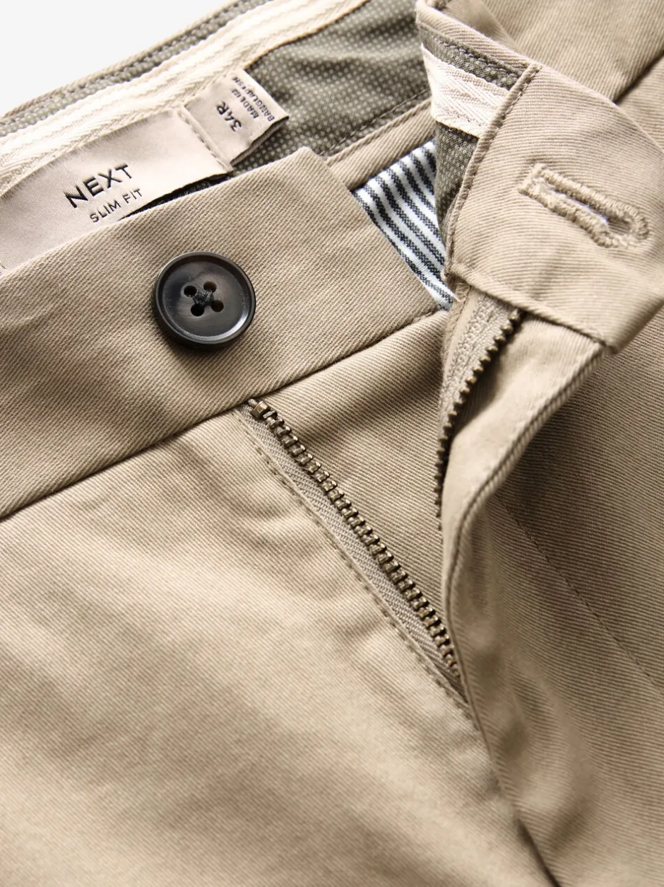 Broeken En Chino's|Next - Slim Fit - Stretch chino's verpakking van 2 Marineblauw/kiezelkleur