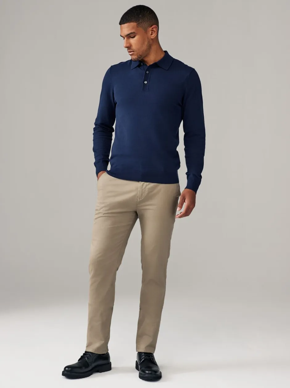 Broeken En Chino's|Next - Slim Fit - Stretch chino's verpakking van 2 Marineblauw/kiezelkleur