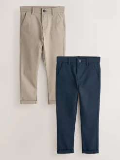Broeken En Chino's*Next - Stretch skinny chino's verpakking van 2 (3-17jr) Marineblauw/kiezelkleurig
