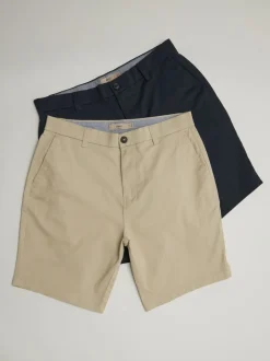 Shorts|Next - Slim Fit - Set van 2 chinoshorts met stretch Marineblauw/kiezelkleurig