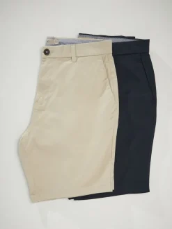 Shorts|Next - Slim Fit - Set van 2 chinoshorts met stretch Marineblauw/kiezelkleurig
