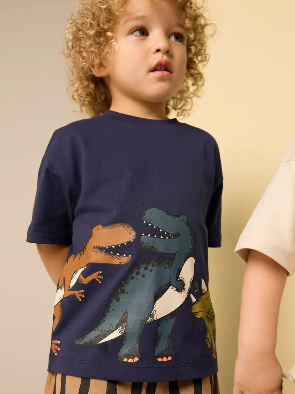 Shorts|Next - Set van 2 T-shirts met korte mouwen en shorts (3 mnd - 7 jr) (3 mnd - 7 jr) Marineblauw/kiezelkleurig