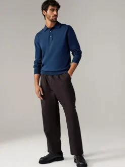 Poloshirts|T-Shirts En Hemden*Next - Gebreide poloshirts met lange mouwen 2 -pack Marineblauw/naturel