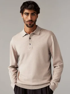 Poloshirts|T-Shirts En Hemden*Next - Gebreide poloshirts met lange mouwen 2 -pack Marineblauw/naturel