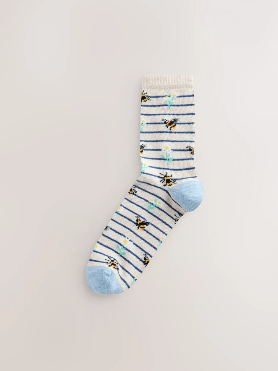 Sokken En Panty's*Next - Set van 4 paar enkelsokken Marineblauw/okergeel met bij