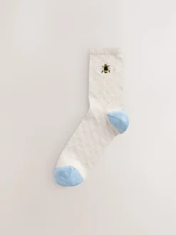 Sokken En Panty's*Next - Set van 4 paar enkelsokken Marineblauw/okergeel met bij