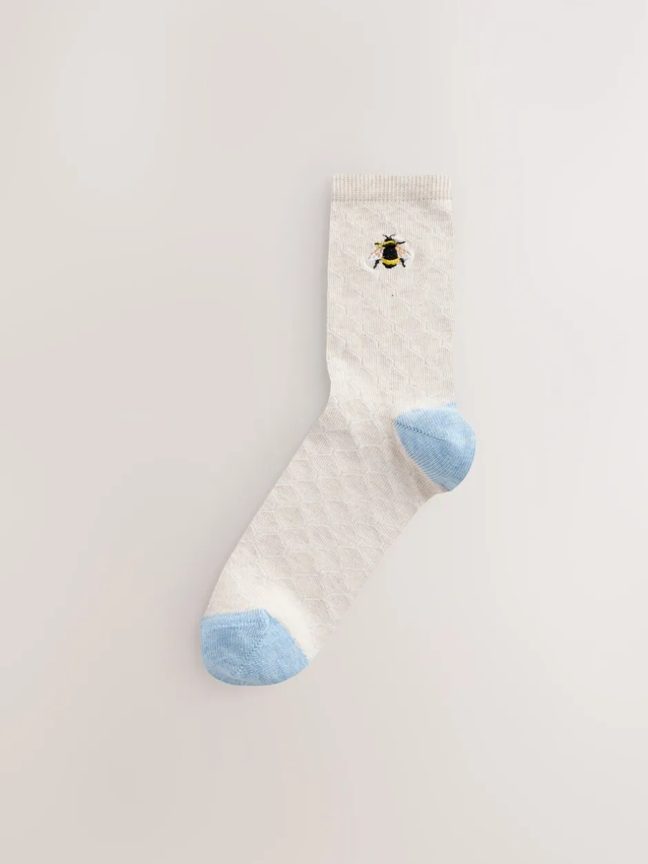 Sokken En Panty's*Next - Set van 4 paar enkelsokken Marineblauw/okergeel met bij