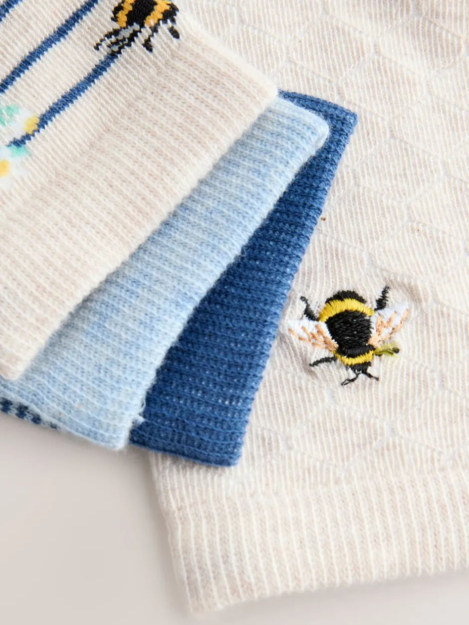 Sokken En Panty's*Next - Set van 4 paar enkelsokken Marineblauw/okergeel met bij