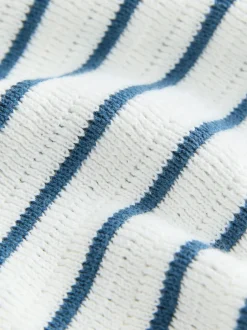 Truien En Breisels*Next - Gebreid poloshirt met knopen bij de hals van 100% katoen (3 mnd -7 jr) Marineblauw/wit