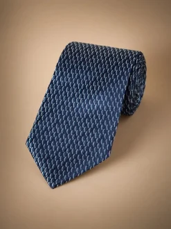 Stropdassen En Pochets*Next Marineblauw/wit - Signature designstropdas van Italiaanse zijde