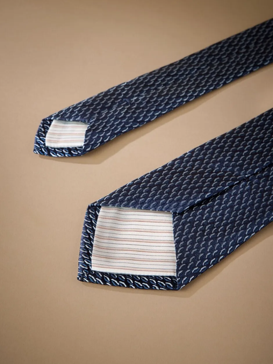 Stropdassen En Pochets*Next Marineblauw/wit - Signature designstropdas van Italiaanse zijde