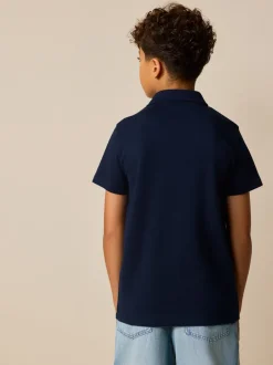 Shorts|Next Marineblauw/wit - Vertical Stripe Short Sleeve Jersey Shirt (3-16yrs)