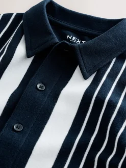 Shorts|Next Marineblauw/wit - Vertical Stripe Short Sleeve Jersey Shirt (3-16yrs)