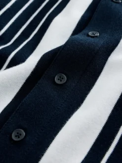 Shorts|Next Marineblauw/wit - Vertical Stripe Short Sleeve Jersey Shirt (3-16yrs)