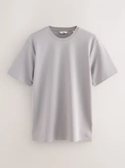 T-Shirts En Hemden|Next - Smart Soft Touch Heavyweight T-Shirts 3 Pack Marineblauw/wit/kiezelkleur