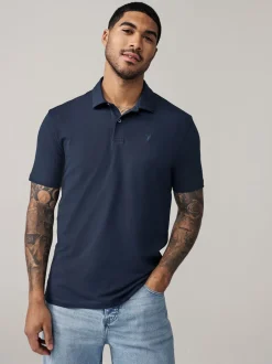 Poloshirts|T-Shirts En Hemden|Next Marineblauw/zwart/grijs/wit/saliegroen - Slim Fit - Set van 5 jersey poloshirts met korte mouwen