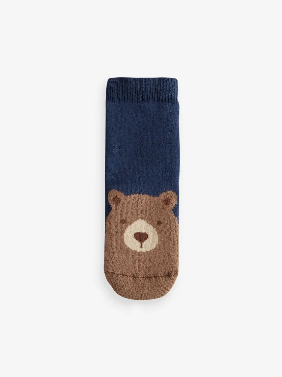 Sokken*Next Marine/ecru beer - Set van 5 Cosy Terry sokken met hoog katoengehalte