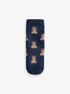 Sokken*Next Marine/ecru beer - Set van 5 Cosy Terry sokken met hoog katoengehalte