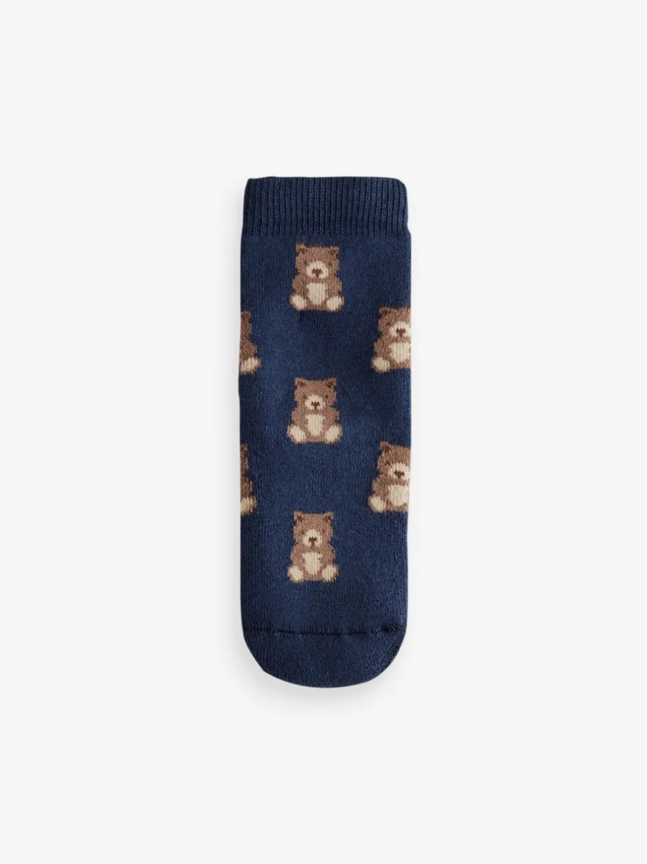 Sokken*Next Marine/ecru beer - Set van 5 Cosy Terry sokken met hoog katoengehalte