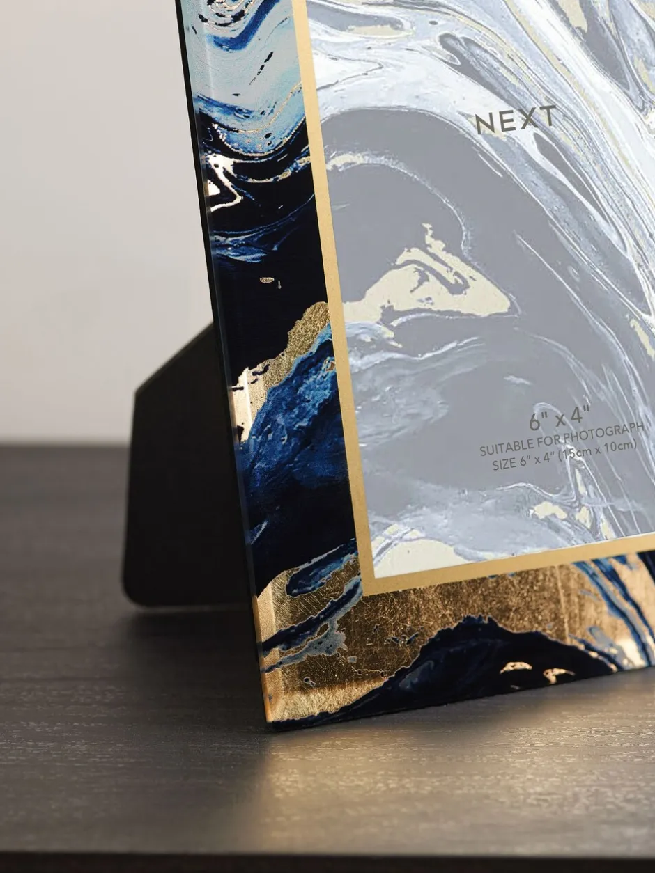 Fotolijsten|Next Marmerglas fotolijst Marineblauw