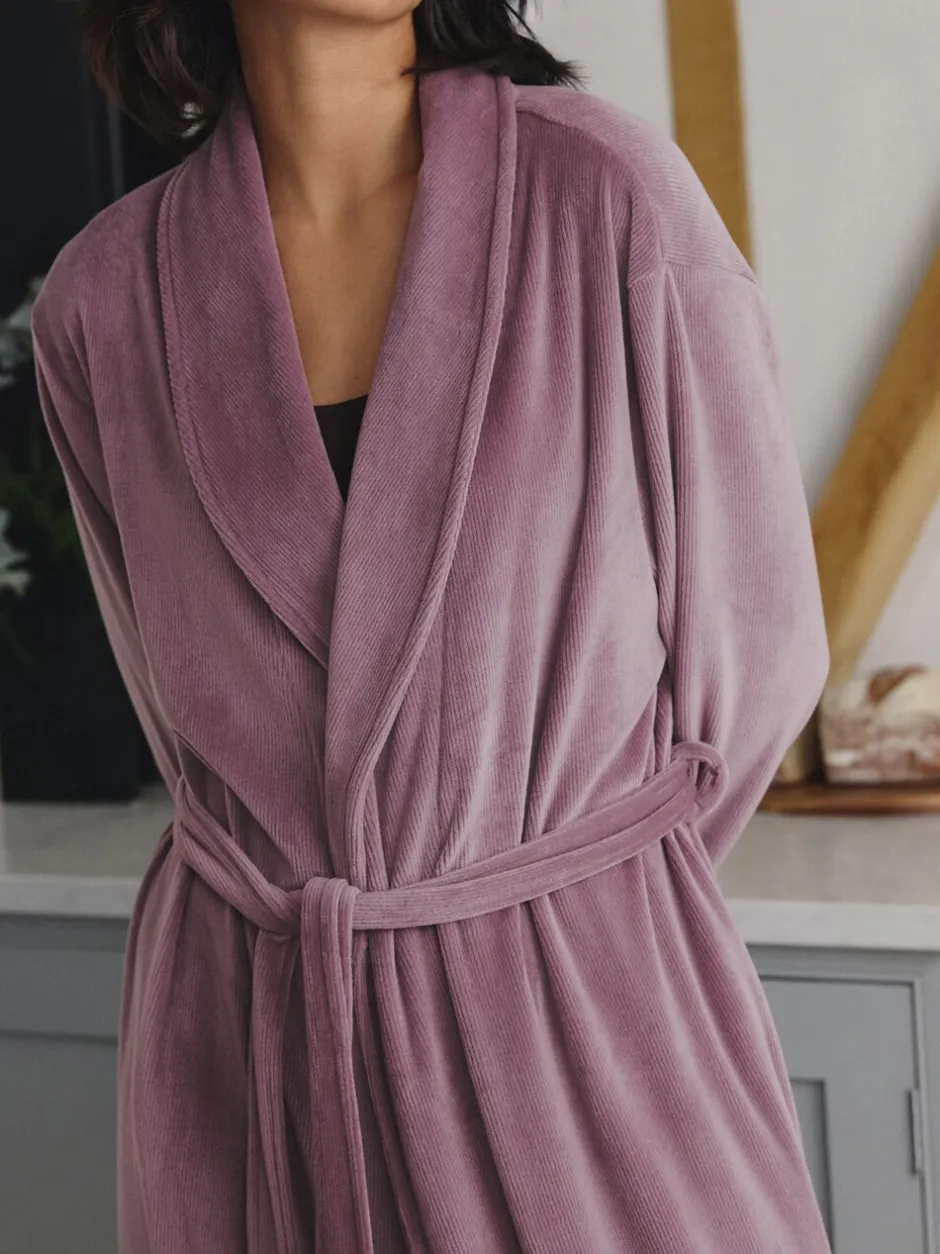 Badjassen|Next - Studio Cosy Ribbed Dressing Gown Mauve-paars