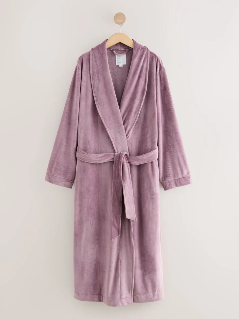 Badjassen|Next - Studio Cosy Ribbed Dressing Gown Mauve-paars