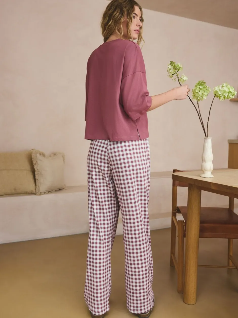 Pyjama's|Alle Nacht- En Loungekleding*Next Mauve-paars geruit - Katoenen pyjama met korte mouw
