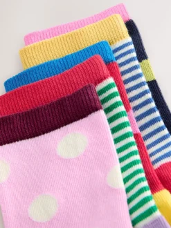 Sokken En Panty's|Sokken En Panty's|Next Meerdere kleuren - Katoenrijke enkelsokken met Strepen en stippen 5 paar