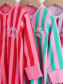 Multipacks|Babypakjes En Babypyjama's|Next Meerdere strepen - Verpakking van 3 babyslaappakjes met tweewegrits (0 mnd - 3 jr)