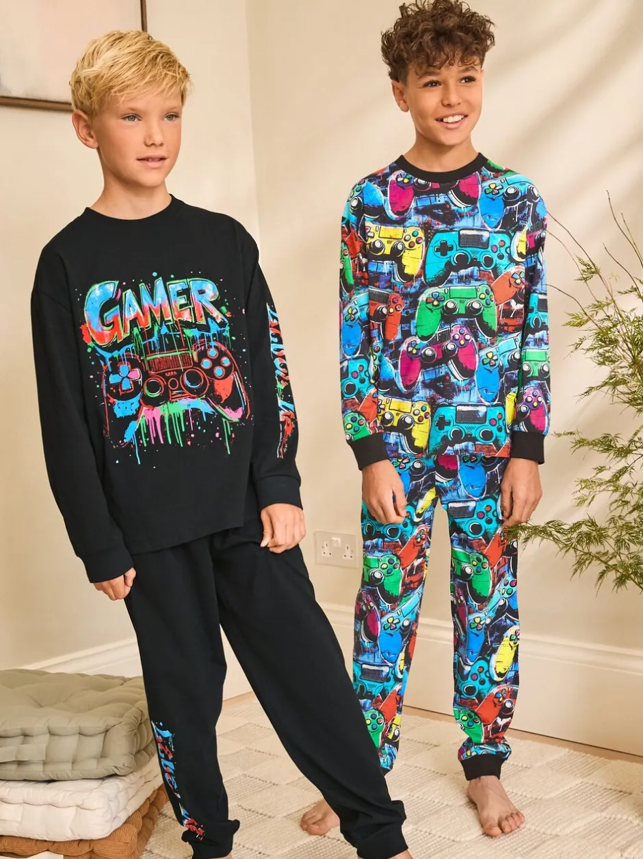 Pyjama's|Nachtkleding En Pyjama's*Next Meerkleurig gamer - Verpakking van 2 pyjama's met lange mouwen (3-16 jr)