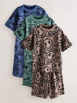 Pyjama's|Nachtkleding En Pyjama's|Next Meerkleurig graffiti - 100% katoenen korte pyjama set van 3 (4 - 16 jr)