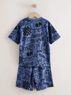 Pyjama's|Nachtkleding En Pyjama's|Next Meerkleurig graffiti - 100% katoenen korte pyjama set van 3 (4 - 16 jr)
