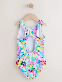 Badkleding|Next - Sports Open Back Swimsuit (3-16yrs) Meerkleurig met abstracte print