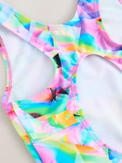 Badkleding|Next - Sports Open Back Swimsuit (3-16yrs) Meerkleurig met abstracte print