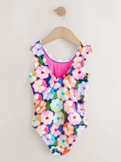 Badkleding|Next - Scallop Edge Swimsuit (3-16yrs) Meerkleurig met bloemen