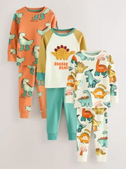 Multipacks|Pyjama's*Next Meerkleurig met dinosaurussen - Verpakking van 3 knusse pyjama's (9 mnd-10 jr)