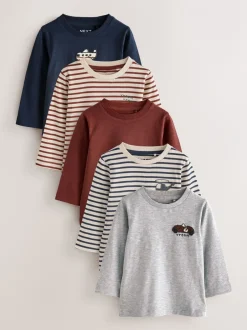 Tops|Multipacks*Next - Set van 5 T-shirts met lange mouwen (3 mnd-7 jr) Meerkleurig voertuigen