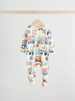 Multipacks|Babypakjes En Babypyjama's*Next Meerkleurig voertuigen - Verpakking van 3 babyslaappakjes met tweewegrits (0 mnd - 2 jr)