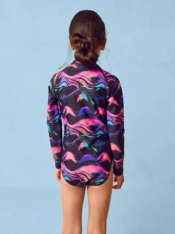 Badkleding|Next Meerkleurig zwart - Long Sleeve Sunsafe Swimsuit (3mths-16yrs)