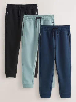 Joggingbroeken*Next - Verpakking van 3 slim fit joggingbroeken met (3-16jaar) Meerkleurig Zwart/Marine/Mineraal