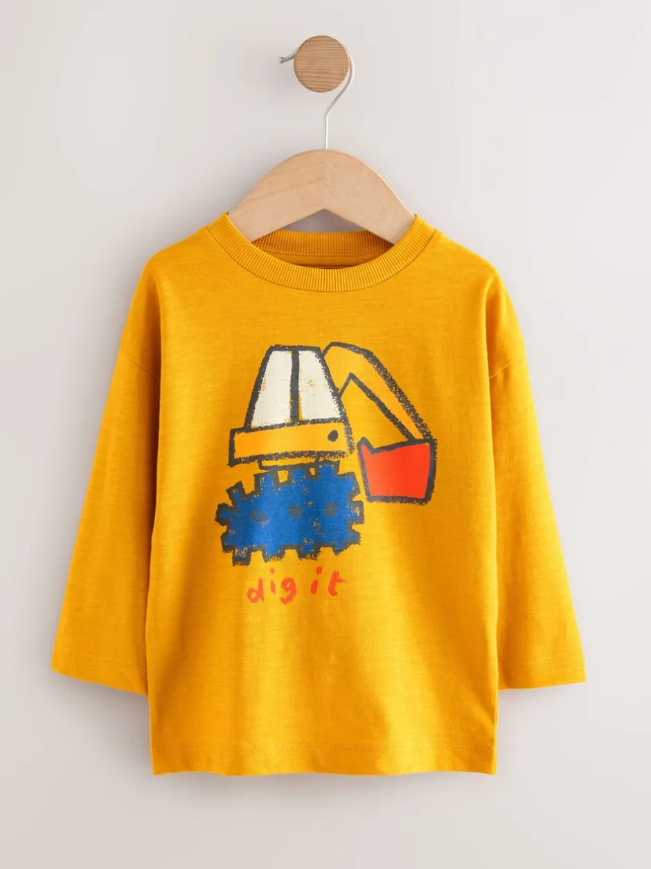 Tops|T-Shirts|Next Meerkleurige Digger - Set van 3 T-shirts met grafische print en lange mouwen (3mnd-7jr)