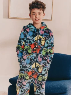 Nachtkleding En Pyjama's|Next - Fleece onesie (3-16 jr) Meerkleurige Gamer